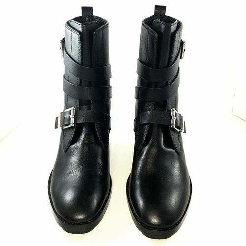 Alexander Wang Black Leather Metal Buckle Booties Boots 37 7B - photo 4