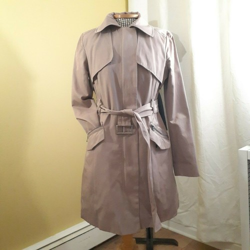 COLE HAAN Womens Tan Belted Trench Coat - Size Medium