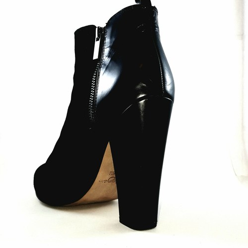 HALOGEN Women's Black Leather Suede Ankle Zip Block Heel Boots S - photo 2