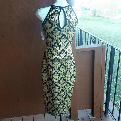 WINDSOR New Womens Black Gold Bodycon Sleeveless Party Midi Dres - photo 5
