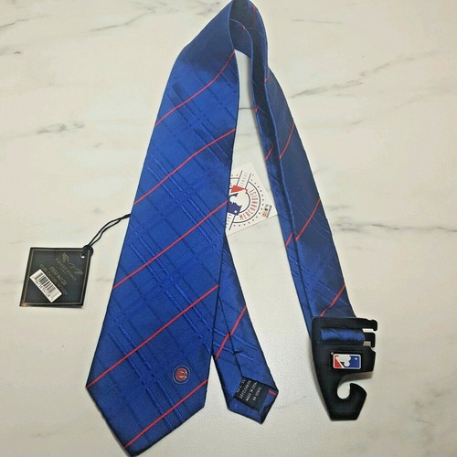 Cubs 100% Silk Neck Tie Oxford Woven Blue Red NWT