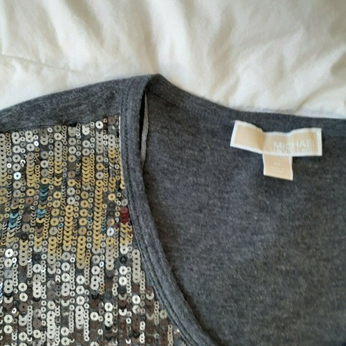 MICHAEL KORS Womens Embellished Sequin Tunic Blouse Size M - photo 3