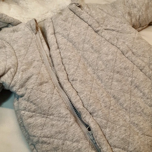 F&F Baby Bunting Playsuit 3 Months Gray White Faux Fur Hood - photo 2