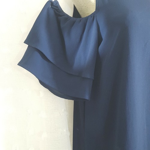 Michael Kors Open Off Shoulder Tunic Blouse - Dark Blue, Size S - photo 2