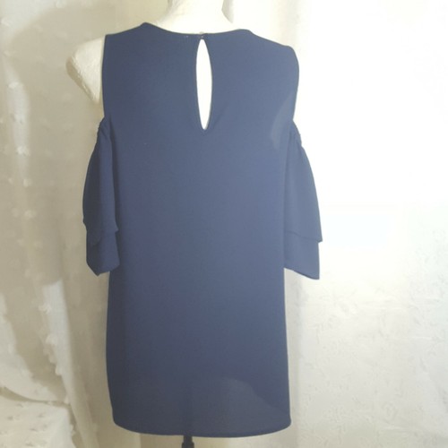 Michael Kors Open Off Shoulder Tunic Blouse - Dark Blue, Size S - photo 3