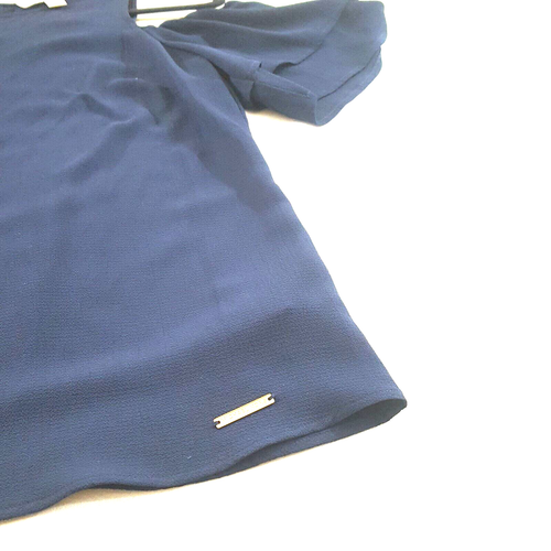 Michael Kors Open Off Shoulder Tunic Blouse - Dark Blue, Size S - photo 5