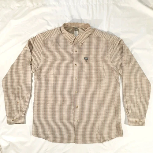 THE NORTH FACE Mens Plaid Performance Shirt Red Tan Hiking L