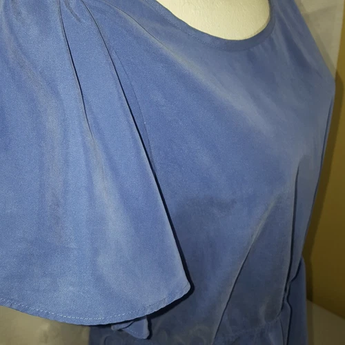 EXPRESS Womens Blue Batwing Sleeves Blouse Drawstring Waist Size - photo 2