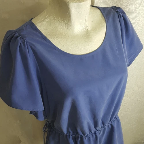 EXPRESS Womens Blue Batwing Sleeves Blouse Drawstring Waist Size - photo 3