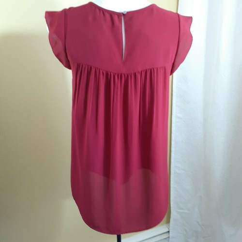 LOFT Womens Short Flare Sleeve Burgundy Blouse XS - photo 3