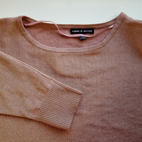 Cable & Gauge Sweater Top Women's Size S 3/4 Dolman Sleeve Pale