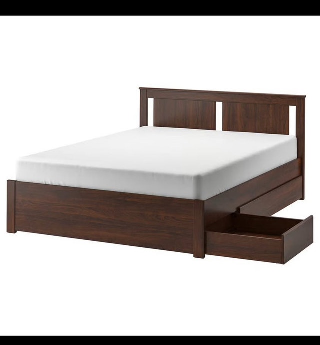 IKEA Brimnes Bed Frame with Drawers - Dark Brown