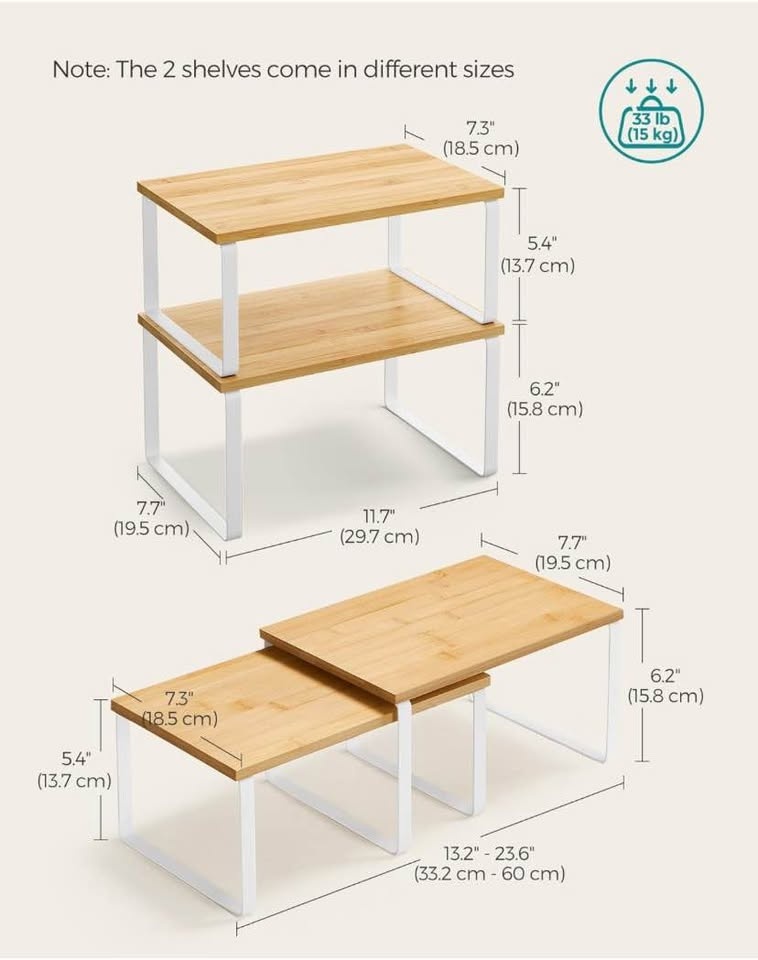 Cabinet Organizer Shelf, Set of 4 Kitchen Counter Shelves - photo 5