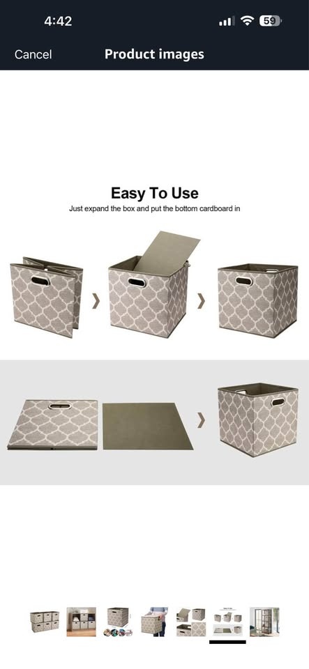 6 Cube Storage Bins Grey 13x13x13 Inch Foldable - photo 3