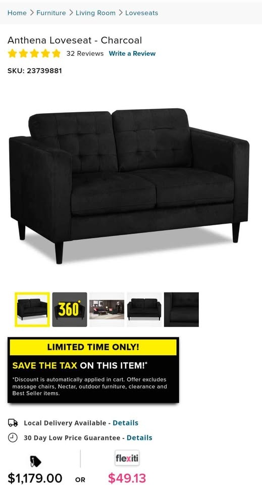 Black LOVESEAT COUCH AVAILABLE - photo 2