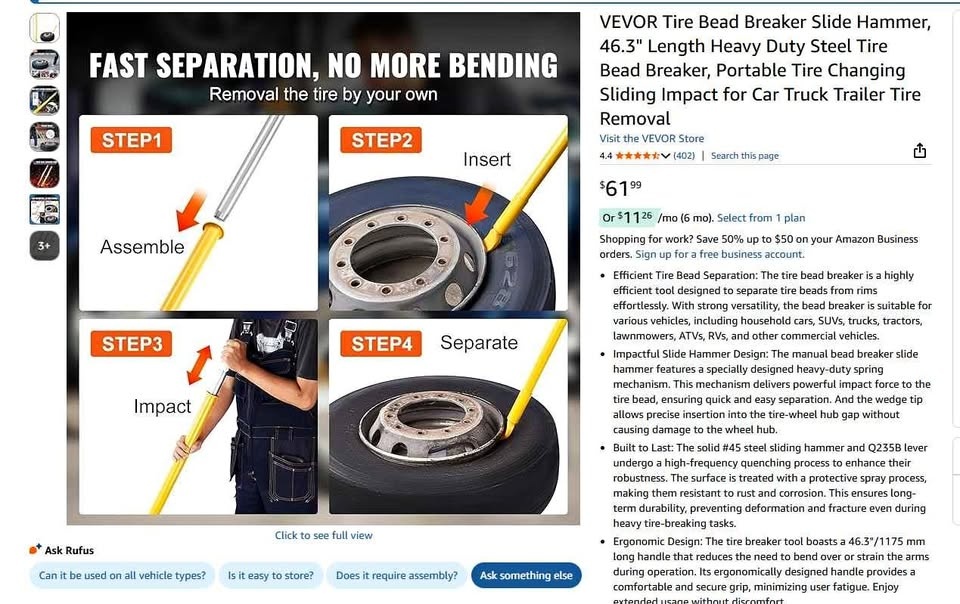 Heavy duty Tire bead breaker