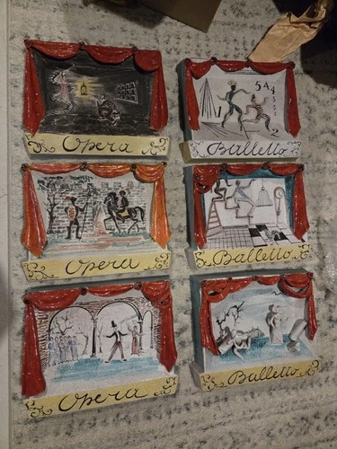 Vintage Italian Terracotta Wall Plaques - Opera & Balletto - Set