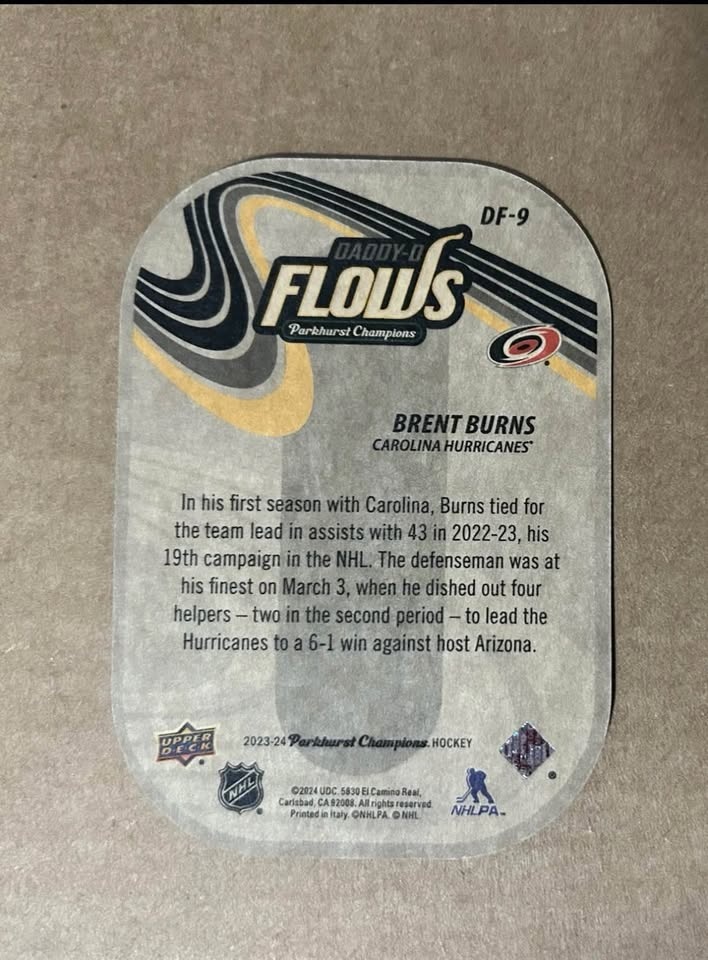 2023-24 Parkhurst Brent Burns Daddy-O Flows /349 - Hurricanes - photo 2
