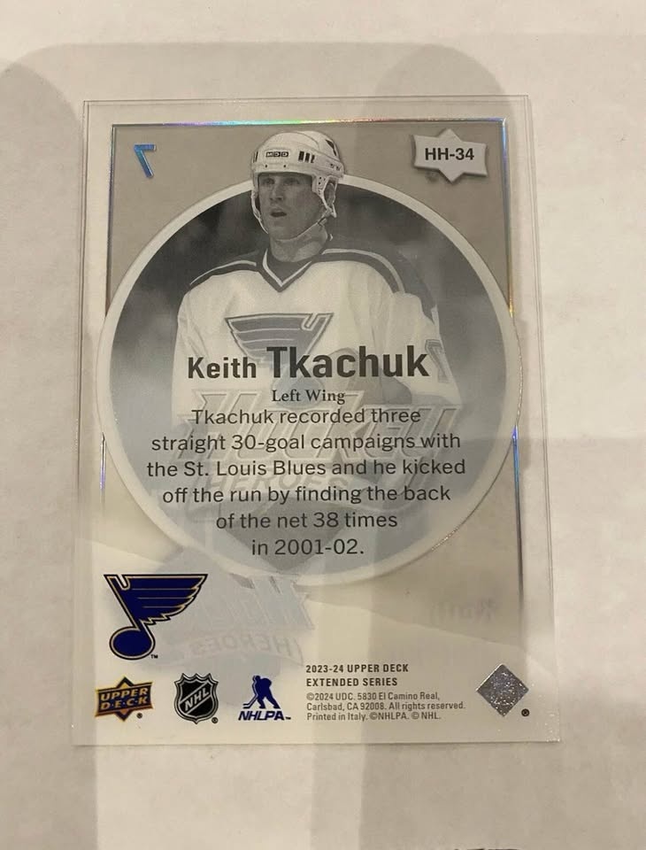 2023-24 Extended Series Keith Tkachuk Hockey Heroes Acetate - St - photo 2
