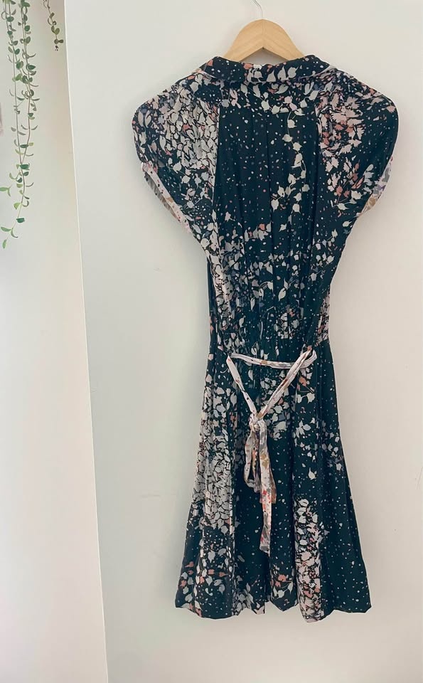 Sandro Sheer Floral Frilly Short Sleeve Dress - Size 1 - photo 3