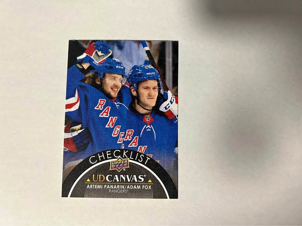 2021-22 Series 2 Panarin Fox UD Canvas Checklist Black - NY Rang