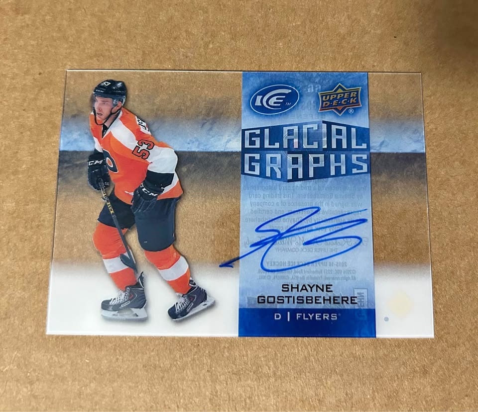 2015-16 UD Ice Shayne Gostisbehere Glacial Graphs Auto - Flyers