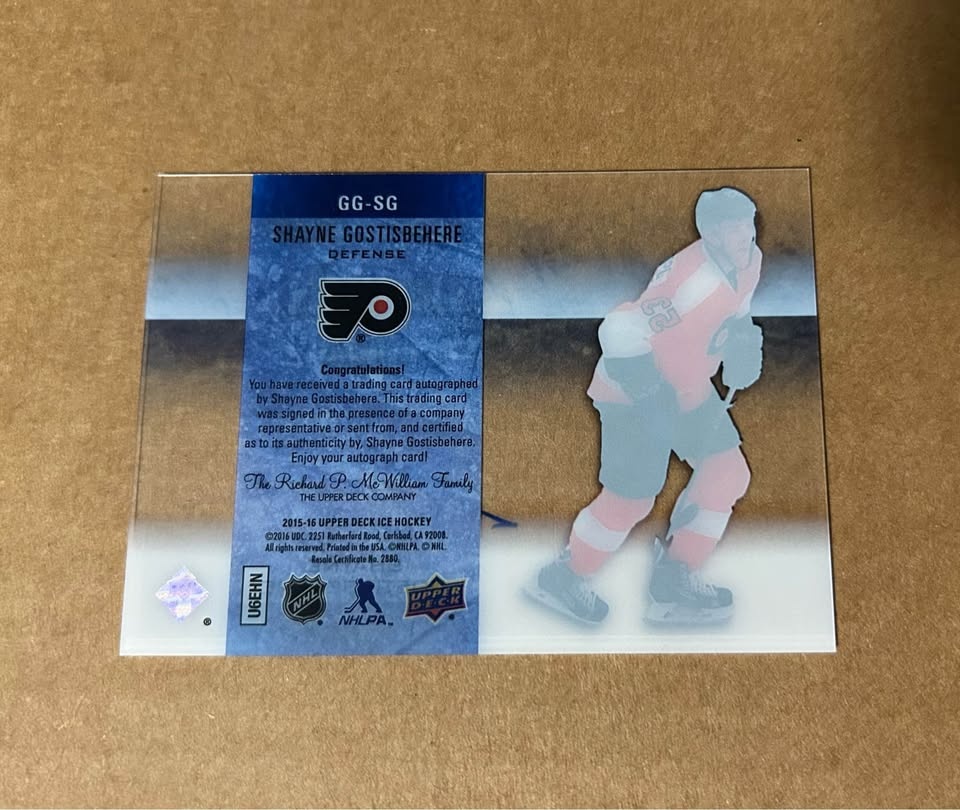 2015-16 UD Ice Shayne Gostisbehere Glacial Graphs Auto - Flyers - photo 2