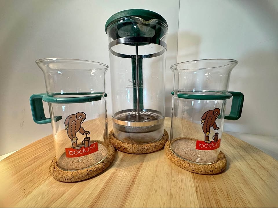 VINTAGE Bodum Bistro Mugs & French Press - Rare Monkey Promo