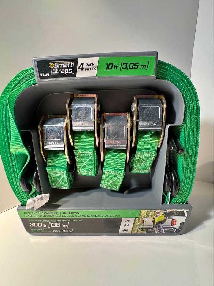 SmartStraps 10ft Cam Buckle Tie Downs - 4 Pack