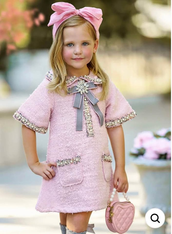 Pink Tweed Toddler Dress 2/3T