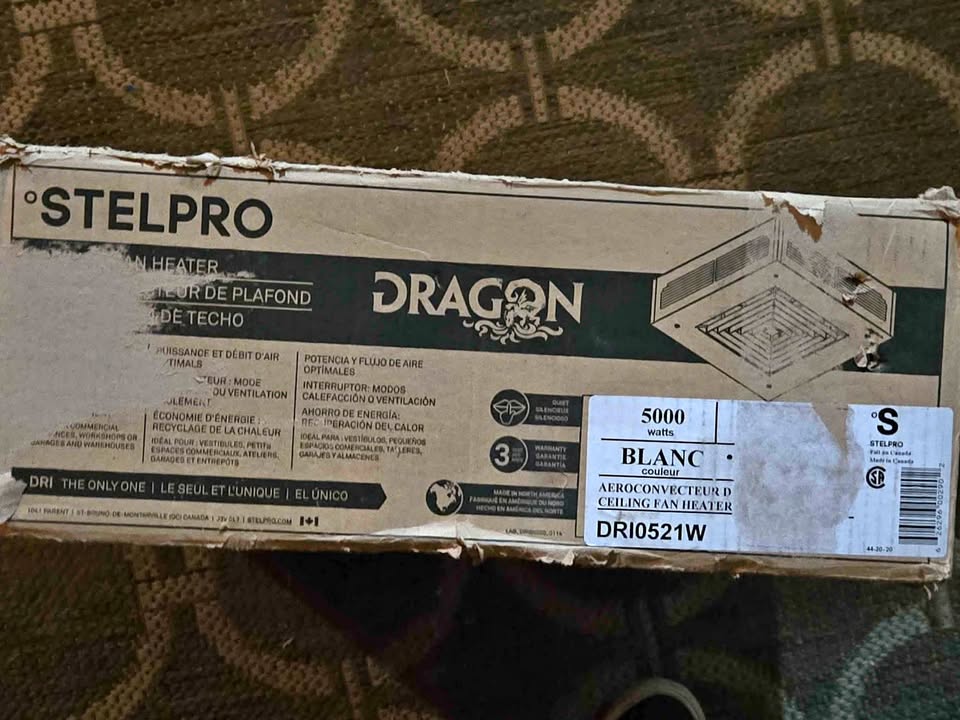BNIB - STELPRO Dragon Garage Fan Heater White 5000W