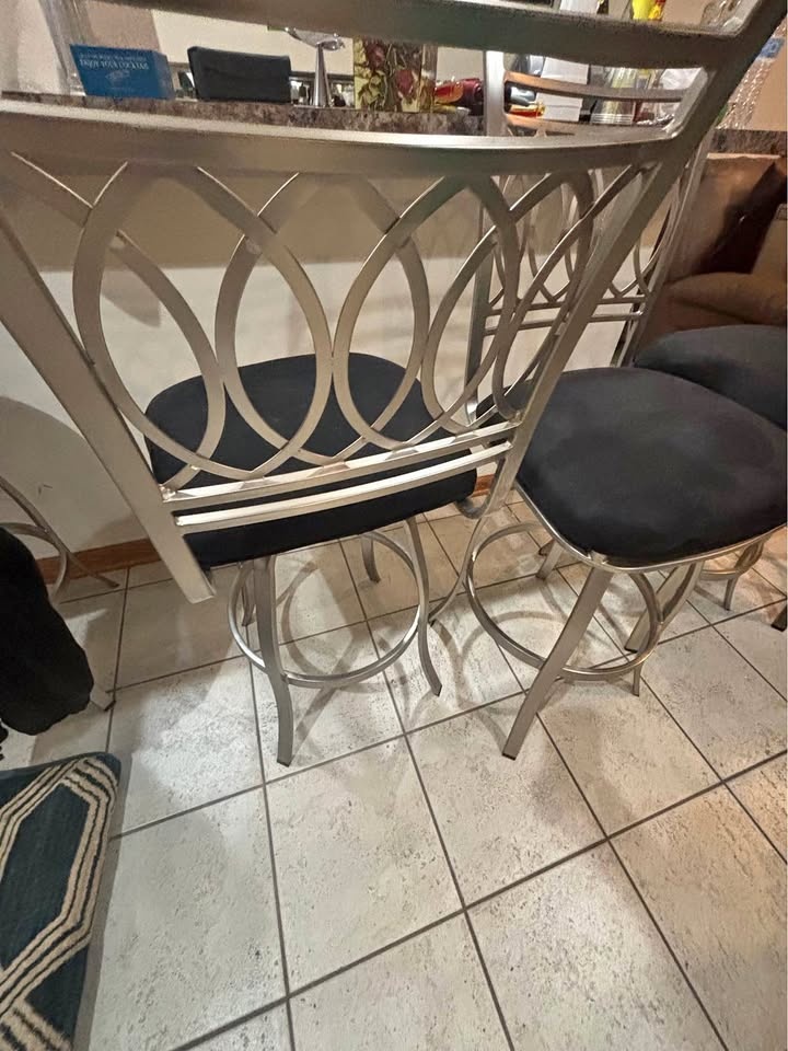 Modern Brushed Nickel Swivel Bar Stools – Set of 8