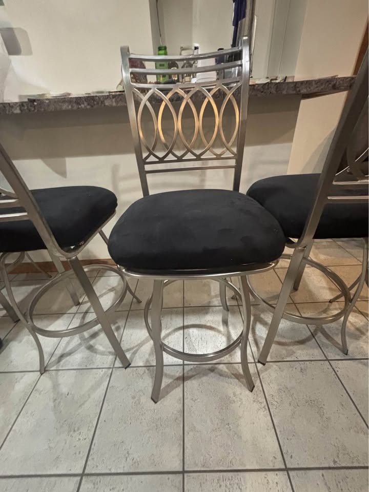 Modern Brushed Nickel Swivel Bar Stools – Set of 8 - photo 3