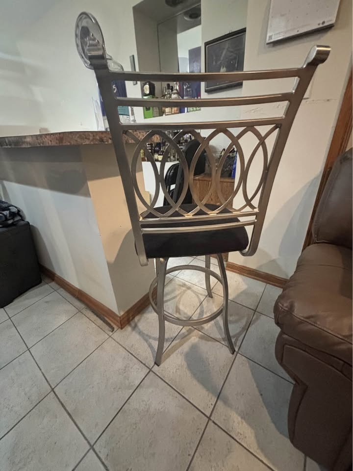 Modern Brushed Nickel Swivel Bar Stools – Set of 8 - photo 4