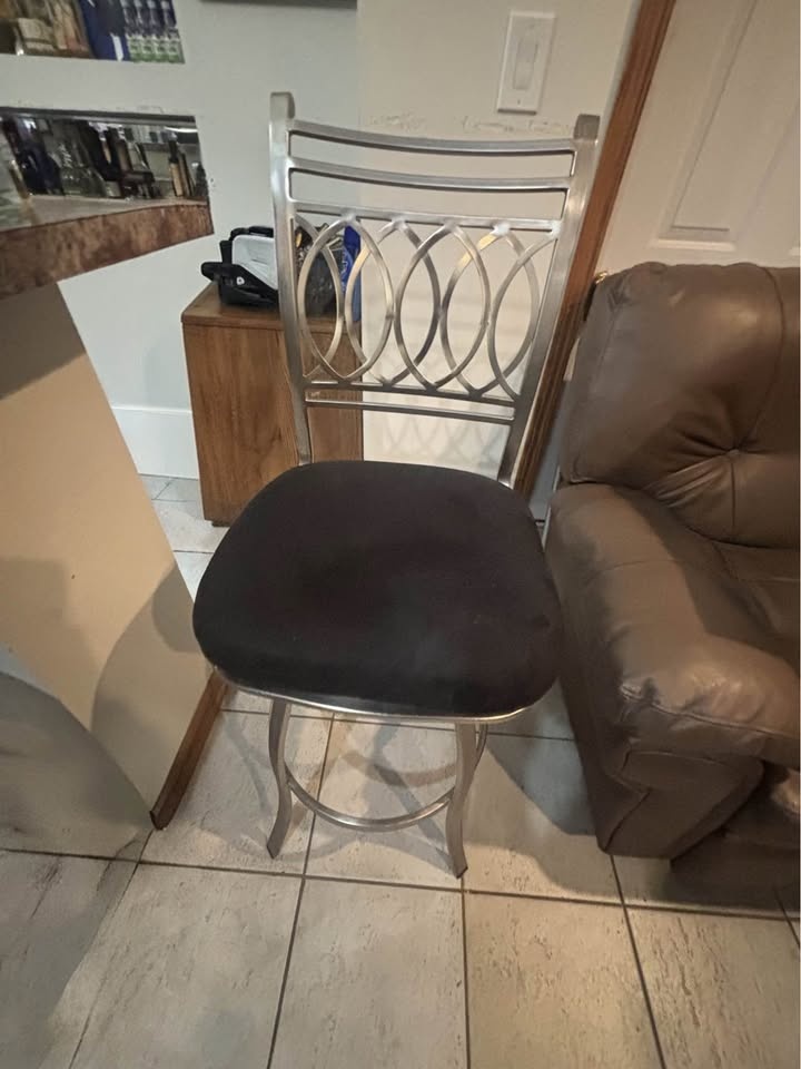 Modern Brushed Nickel Swivel Bar Stools – Set of 8 - photo 5