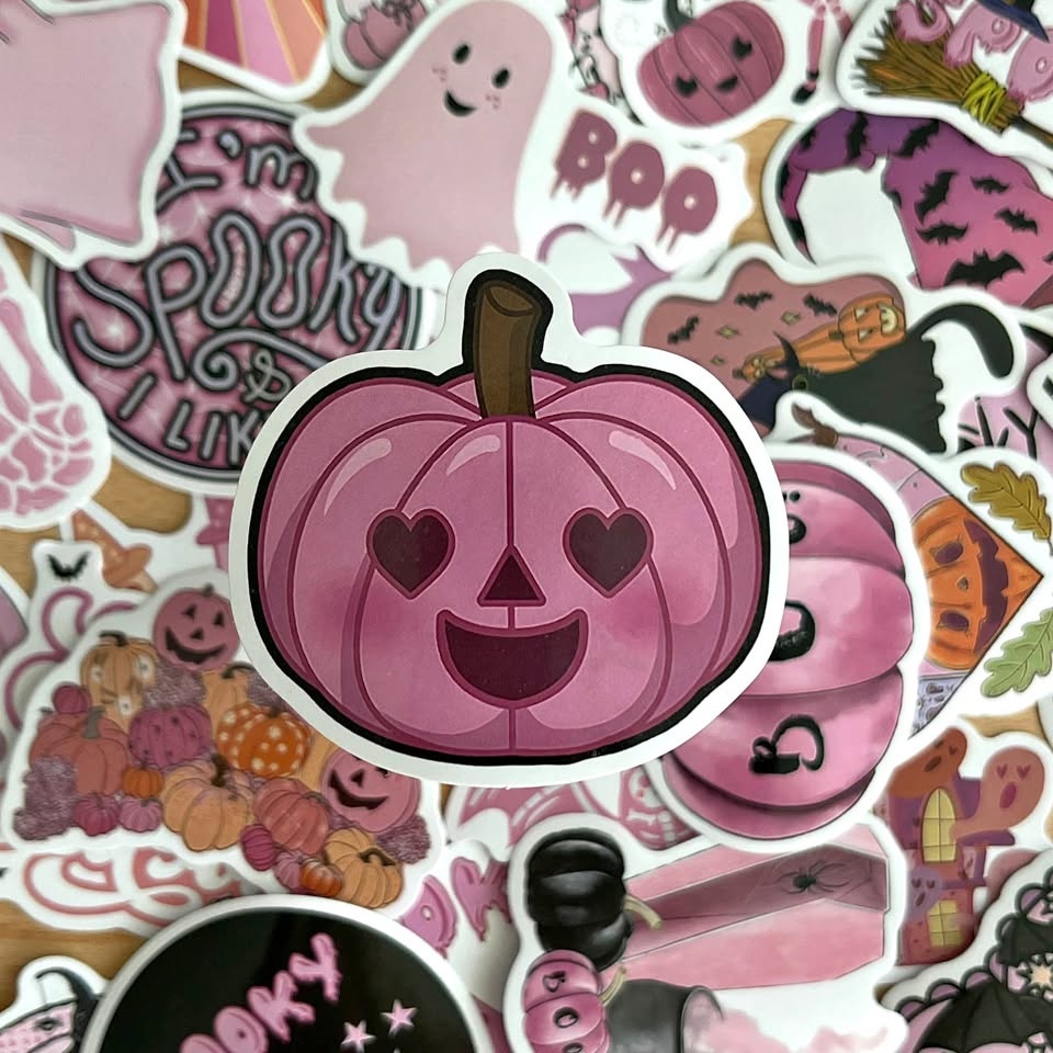 🟣 50 Cute Pink Halloween Stickers