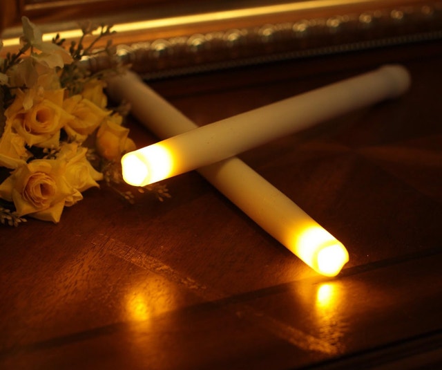 GiveU 9" Melted LED Taper Candles Pk of 2 - photo 4