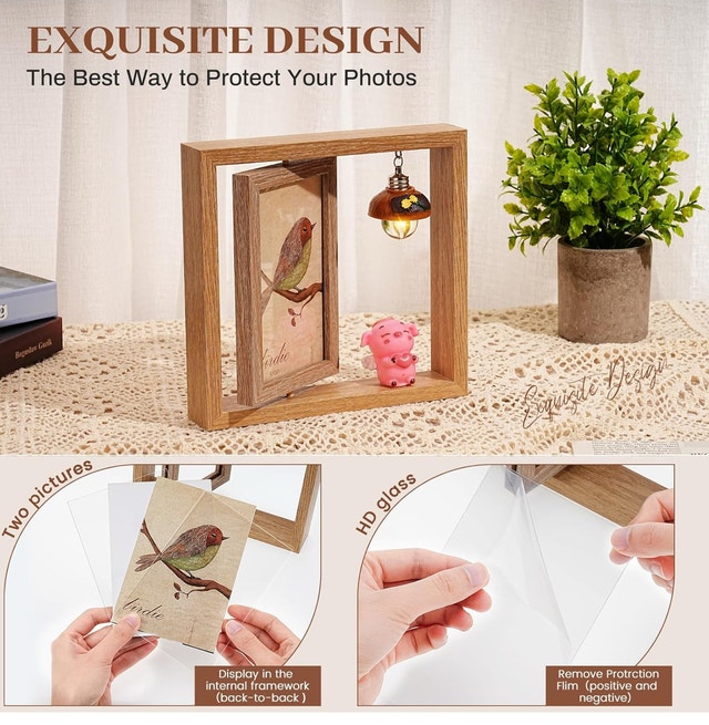 Brand New Beewin Double Sided Rotating Floating Picture Frame - photo 2