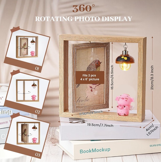 Brand New Beewin Double Sided Rotating Floating Picture Frame - photo 3