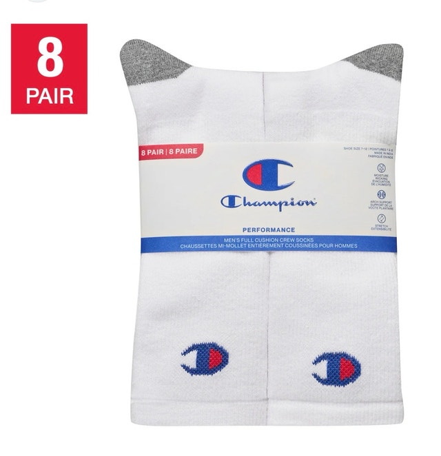 Brand New Champion Performance Crew Socks, 8Pk