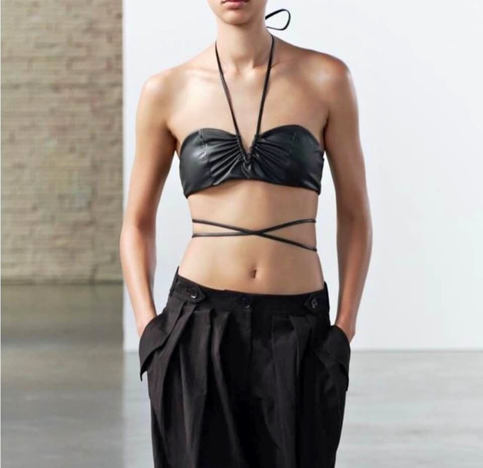 Zara Leather Top - Size M