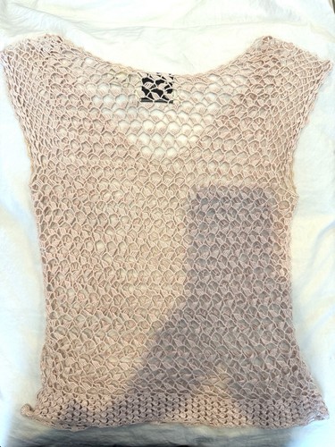 Mayle Cropped Sleeveless Crochet Mauve Linen/Cotton Top Sz M - photo 2