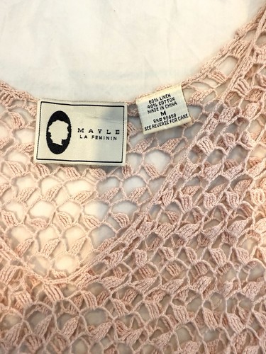 Mayle Cropped Sleeveless Crochet Mauve Linen/Cotton Top Sz M - photo 4