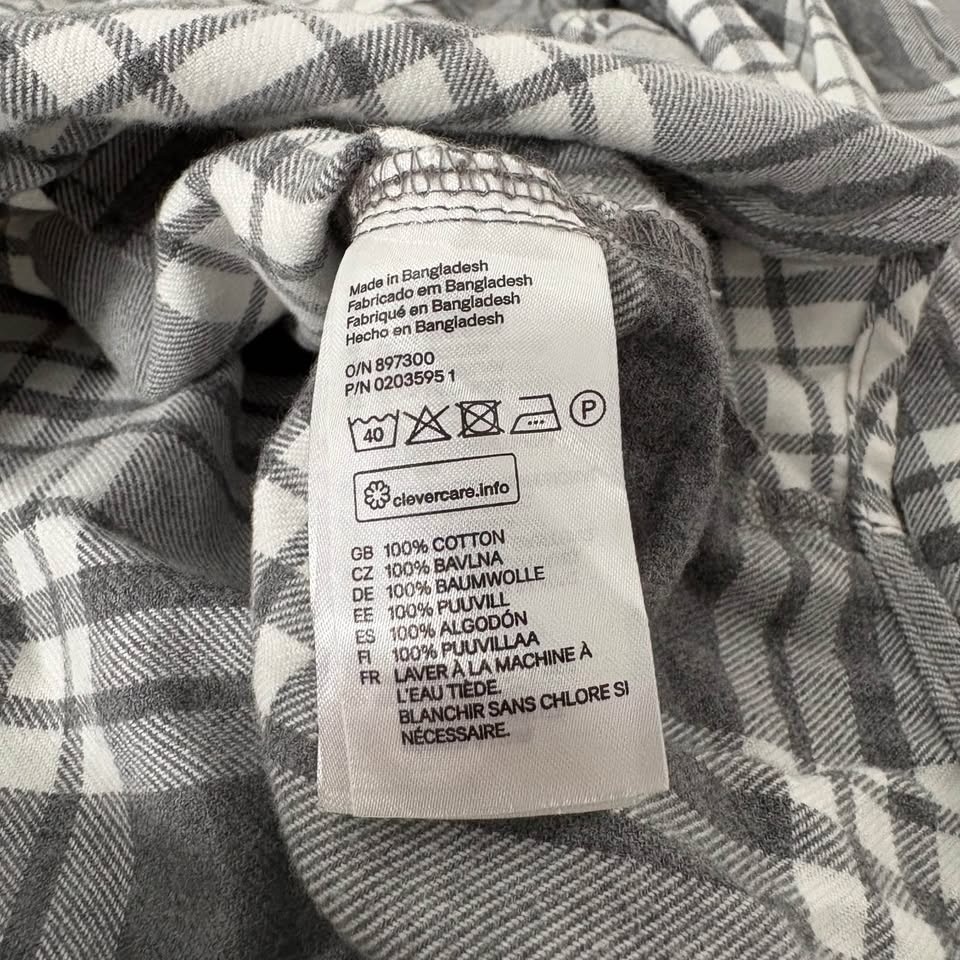 H&M Men's White & Grey Flannel Shirt - Size Small - photo 5