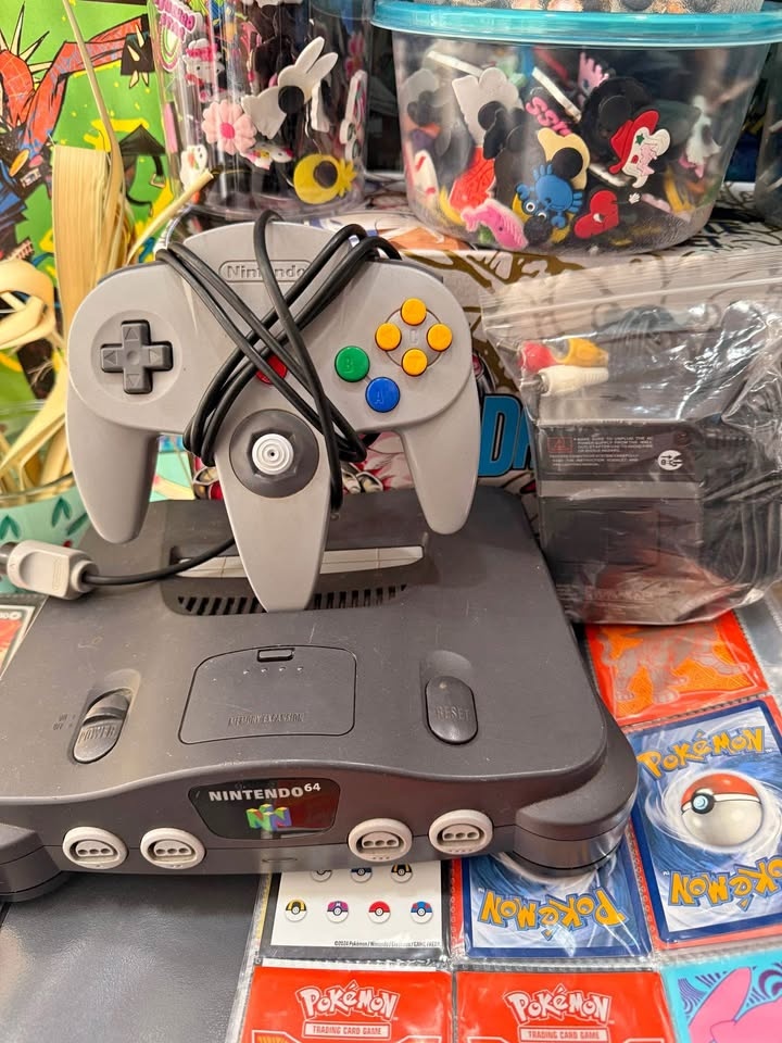 Nintendo 64 Console with Controller and Wires
