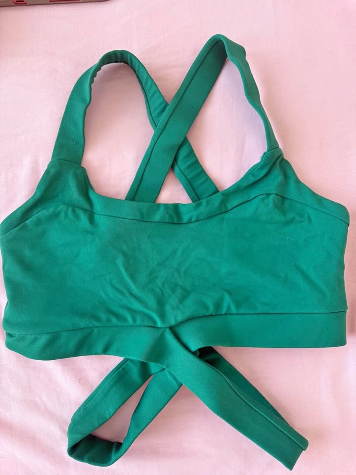 Green Criss Cross Back Crop Top
