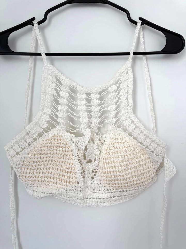 White Crochet Bralette Top
