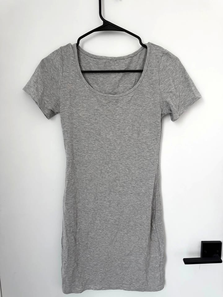 Grey Short Sleeve Mini Dress