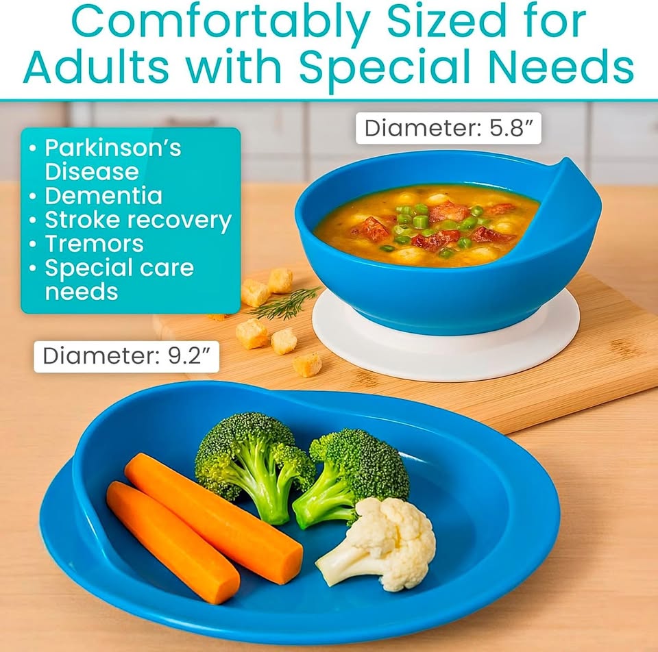 Spill Proof Bowl and Plate Set for Adults
