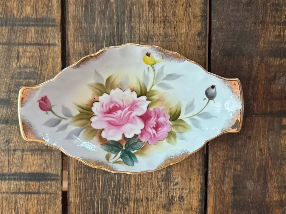 Vintage hand painted dish thumbnail